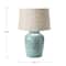 Hello Honey® 25" Aqua Reactive Glass Coastal Stoneware Table Lamp with Linen Shade